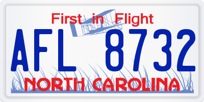 NC license plate AFL8732