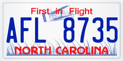 NC license plate AFL8735