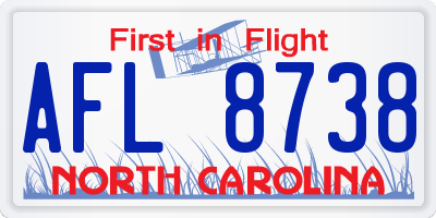 NC license plate AFL8738