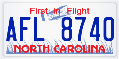 NC license plate AFL8740