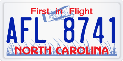NC license plate AFL8741