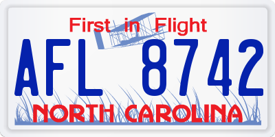 NC license plate AFL8742