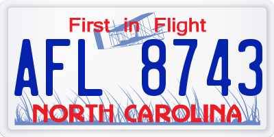 NC license plate AFL8743