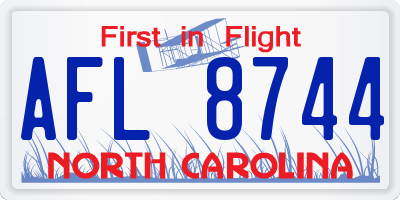 NC license plate AFL8744