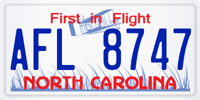 NC license plate AFL8747