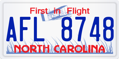 NC license plate AFL8748