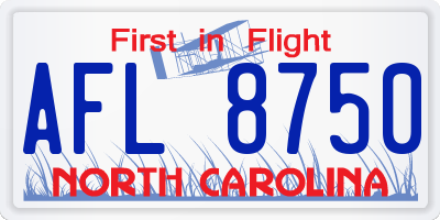 NC license plate AFL8750