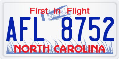 NC license plate AFL8752