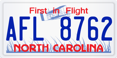 NC license plate AFL8762