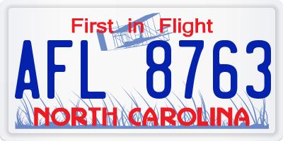 NC license plate AFL8763