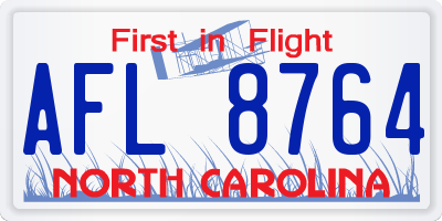NC license plate AFL8764
