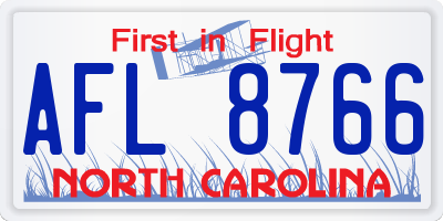 NC license plate AFL8766