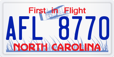 NC license plate AFL8770