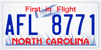 NC license plate AFL8771