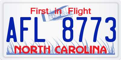 NC license plate AFL8773
