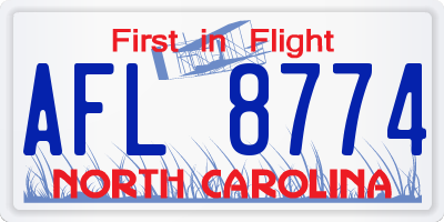 NC license plate AFL8774