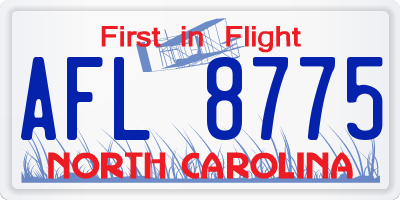 NC license plate AFL8775