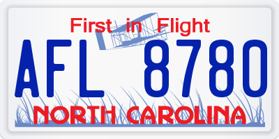 NC license plate AFL8780
