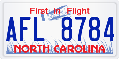 NC license plate AFL8784