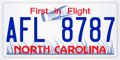 NC license plate AFL8787