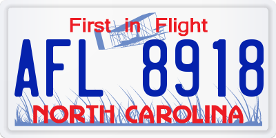 NC license plate AFL8918