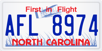 NC license plate AFL8974