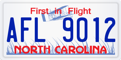 NC license plate AFL9012