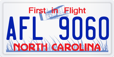 NC license plate AFL9060