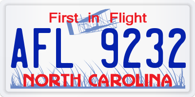 NC license plate AFL9232