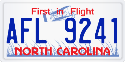 NC license plate AFL9241