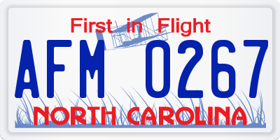 NC license plate AFM0267
