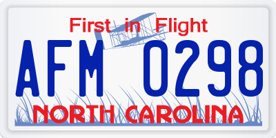 NC license plate AFM0298