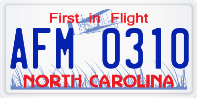 NC license plate AFM0310
