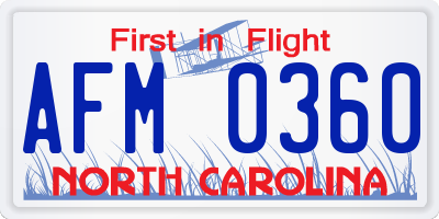 NC license plate AFM0360