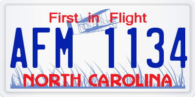 NC license plate AFM1134
