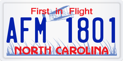NC license plate AFM1801