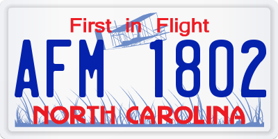 NC license plate AFM1802