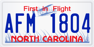 NC license plate AFM1804