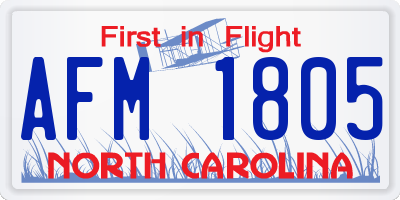 NC license plate AFM1805