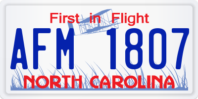 NC license plate AFM1807