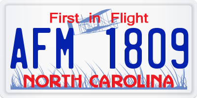 NC license plate AFM1809