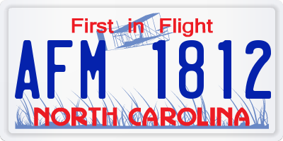 NC license plate AFM1812