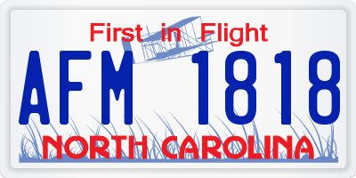 NC license plate AFM1818