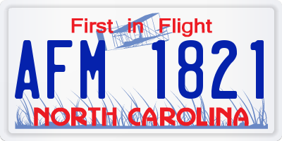 NC license plate AFM1821
