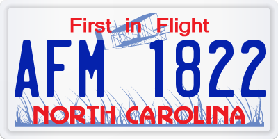 NC license plate AFM1822