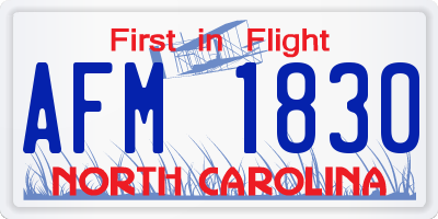 NC license plate AFM1830