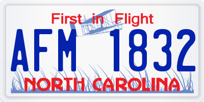 NC license plate AFM1832