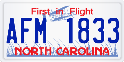 NC license plate AFM1833