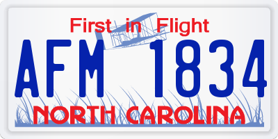 NC license plate AFM1834