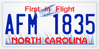 NC license plate AFM1835